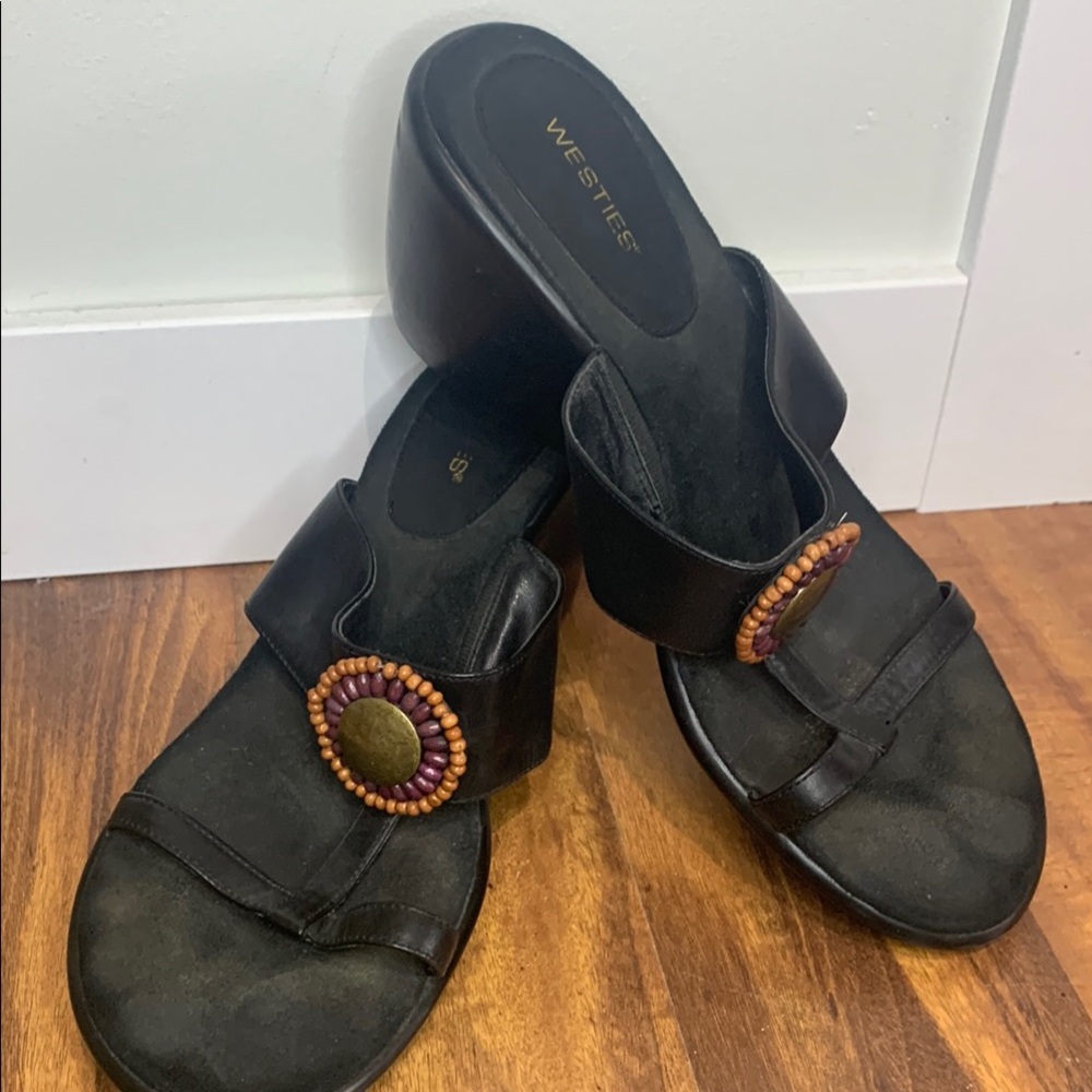 Wedge Leather Sandals 10